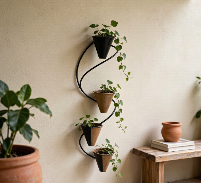 Wall Mounted Spiral Metal Planter